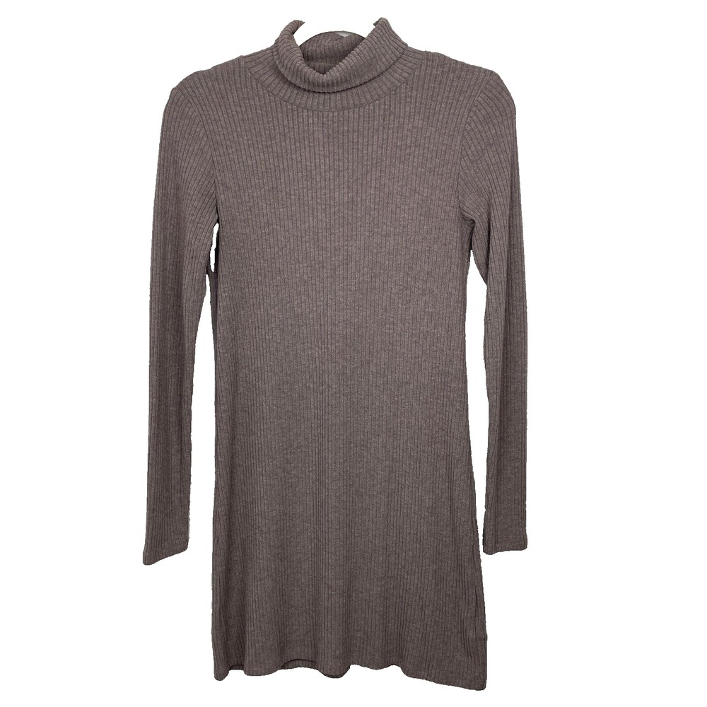 Babaton‎ Aritzia Sweater Dress Small Brown Ribbed Turtle Neck Long Sleeves Short